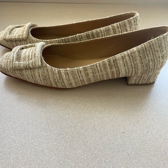ANN MASHBURN Shoes - Ann Mashburn Raffia Tweed Buckle Flats NWOT - Size 8US or 38E